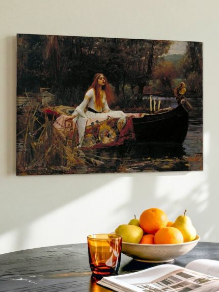 De Dame van Shalott (naar Waterhouse), Mensen & Portretten schilderij aan de muur in interieur