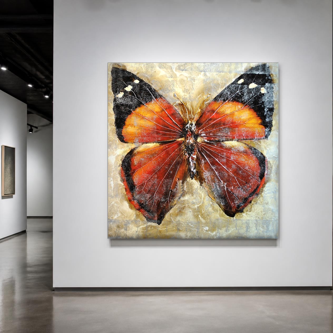 Vurige Vlinder, Dieren schilderij aan de muur in interieur