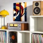 Gouden Cirkelspel, Abstract & Modern schilderij aan de muur in interieur