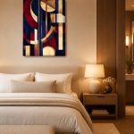 Art Deco Cirkelspel, Abstract & Modern schilderij aan de muur in interieur