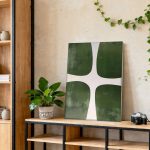 Groen Kruispunt, Abstract & Modern schilderij aan de muur in interieur