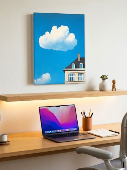 Zomerwolk boven Herenhuis, Natuur & Landschap schilderij aan de muur in interieur