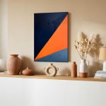 Scherpe Snede in Oranje, Abstract & Modern schilderij aan de muur in interieur