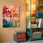 Mozaïek van Kleur, Abstract & Modern schilderij aan de muur in interieur