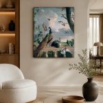 Pauw en Vogels (naar Hondecoeter), Dieren schilderij aan de muur in interieur