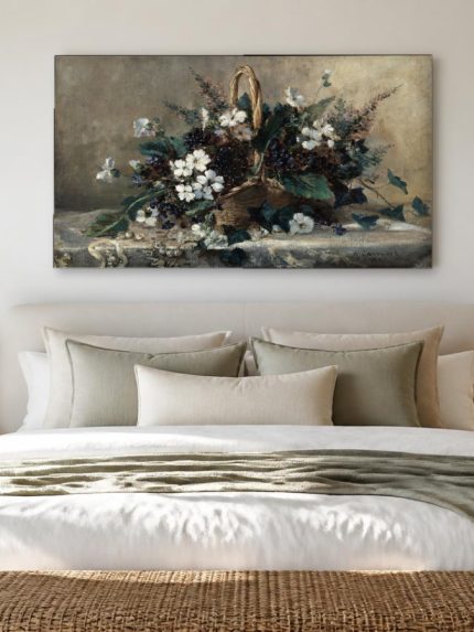 Bloemenmand (naar Cauchois), Bloemen & Stilleven schilderij aan de muur in interieur