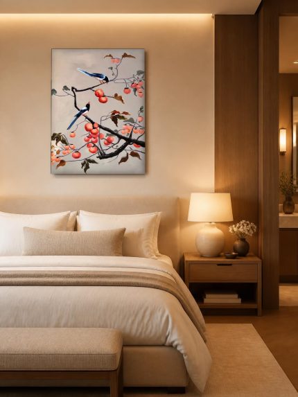 Eksters in de perzimmentak, Dieren schilderij aan de muur in interieur