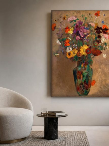 Weelderig Boeket (naar Redon), Bloemen & Stilleven schilderij aan de muur in interieur