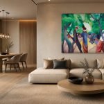 Dame met Parasol (naar Macke), Mensen & Portretten schilderij aan de muur in interieur