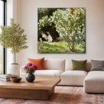 Witte Rozen in de Tuin (naar Krøyer), Bloemen & Stilleven schilderij aan de muur in interieur
