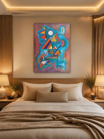 Kleurrijke Pieken (naar Kandinsky), Abstract & Modern schilderij aan de muur in interieur