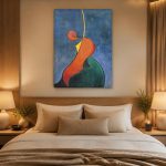 Organische Vormen in Blauw, Abstract & Modern schilderij aan de muur in interieur