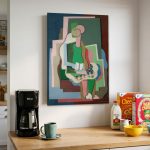 Lezende Vrouw in Kubistische Vormen (naar Valmier), Mensen & Portretten schilderij aan de muur in interieur