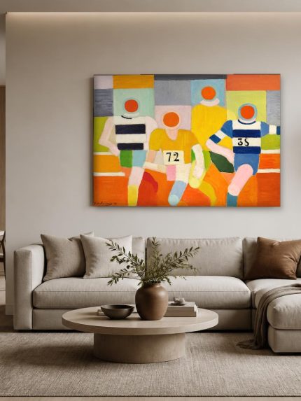 Hardlopers (naar Delaunay), Mensen & Portretten schilderij aan de muur in interieur