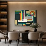 Geometrische Compositie (naar Arthur Segal), Abstract & Modern schilderij aan de muur in interieur
