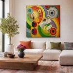 Kleurcirkels (naar Delaunay), Abstract & Modern schilderij aan de muur in interieur