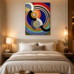 Cirkelritme (naar Delaunay), Abstract & Modern schilderij aan de muur in interieur
