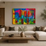 Kleurritme in Beweging, Abstract & Modern schilderij aan de muur in interieur