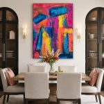 Kleurexplosie in Beweging, Abstract & Modern schilderij aan de muur in interieur