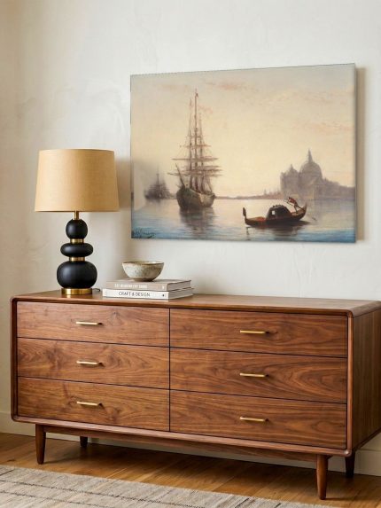 Gondel bij de Salute, Steden & Skylines schilderij aan de muur in interieur