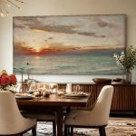 Zonsondergang boven Zee (naar Albert Goodwin), Natuur & Landschap schilderij aan de muur in interieur