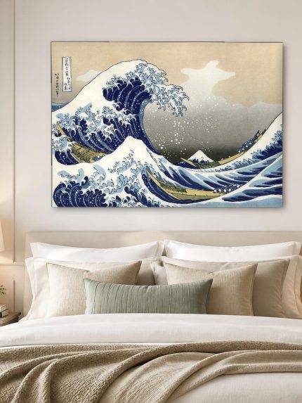De Grote Golf (naar Hokusai), Natuur & Landschap schilderij aan de muur in interieur