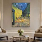 Caféterras bij Nacht, Steden & Skylines schilderij aan de muur in interieur