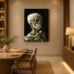 Schedel met Sigaret (naar Van Gogh), Mensen & Portretten schilderij aan de muur in interieur