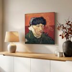 Zelfportret met Verbonden Oor (naar Van Gogh), Mensen & Portretten schilderij aan de muur in interieur