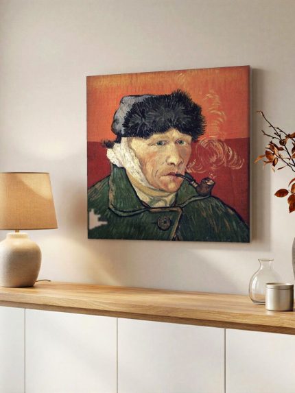 Zelfportret met Verbonden Oor (naar Van Gogh), Mensen & Portretten schilderij aan de muur in interieur