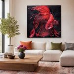 Vlammende Kempvis, Dieren schilderij aan de muur in interieur