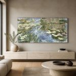Waterlelies II (naar Monet), Natuur & Landschap schilderij aan de muur in interieur