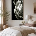 Neushoorn in het duister, Dieren schilderij aan de muur in interieur