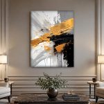 Gouden Doorbraak, Abstract & Modern schilderij aan de muur in interieur