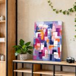 Kleurenmozaïek in Beweging, Abstract & Modern schilderij aan de muur in interieur