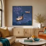 Eenden onder Bloesemtak, Dieren schilderij aan de muur in interieur