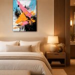 Kleurexplosie in beweging, Abstract & Modern schilderij aan de muur in interieur