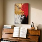 Rood en Goud in Verval, Abstract & Modern schilderij aan de muur in interieur