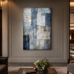 Verweerde Vlakken in Blauw, Abstract & Modern schilderij aan de muur in interieur