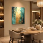 Gouden Doorgang, Abstract & Modern schilderij aan de muur in interieur