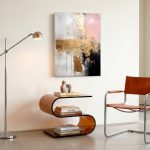 Gouden Cascade, Abstract & Modern schilderij aan de muur in interieur