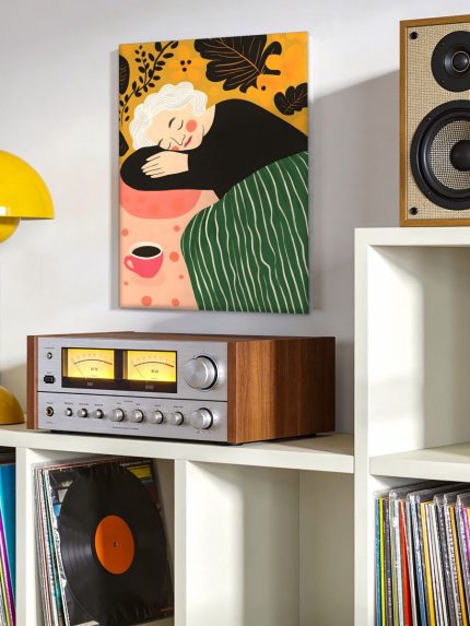 Dutje bij de Koffie, Mensen & Portretten schilderij aan de muur in interieur