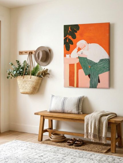 Rustig Dutje bij de Koffie, Mensen & Portretten schilderij aan de muur in interieur