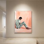 Rustmoment in Strepen, Mensen & Portretten schilderij aan de muur in interieur