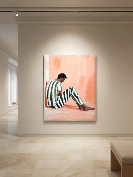 Rustmoment in Strepen, Mensen & Portretten schilderij aan de muur in interieur