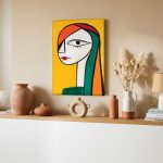 Kleurrijk Vrouwenprofiel, Mensen & Portretten schilderij aan de muur in interieur