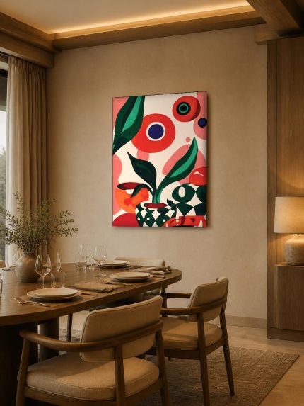 Bloempot met citrusvruchten, Bloemen & Stilleven schilderij aan de muur in interieur