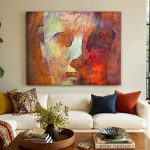 Gelaat in Aardetinten, Mensen & Portretten schilderij aan de muur in interieur