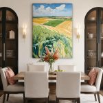 Golvende Korenvelden in de Zomer, Natuur & Landschap schilderij aan de muur in interieur