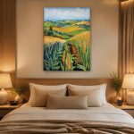 Korenvelden in Toscane, Natuur & Landschap schilderij aan de muur in interieur